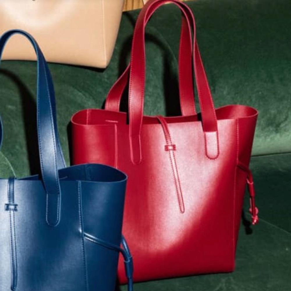 Faux Leather Neiman Marcus By Stephanie Johnson Drawstring Tote